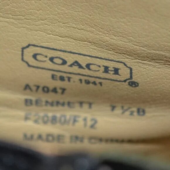 Coach Black Jacquard Logo Leather Zip Ankle Boots Booties Shooties Heels 7.5 - Picture 7 of 8